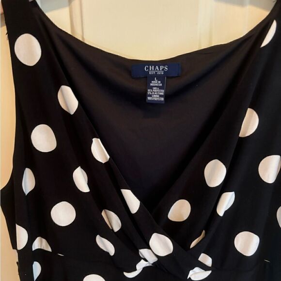 Chaps Black and White Polka Dot Dress size L - Picture 4 of 4